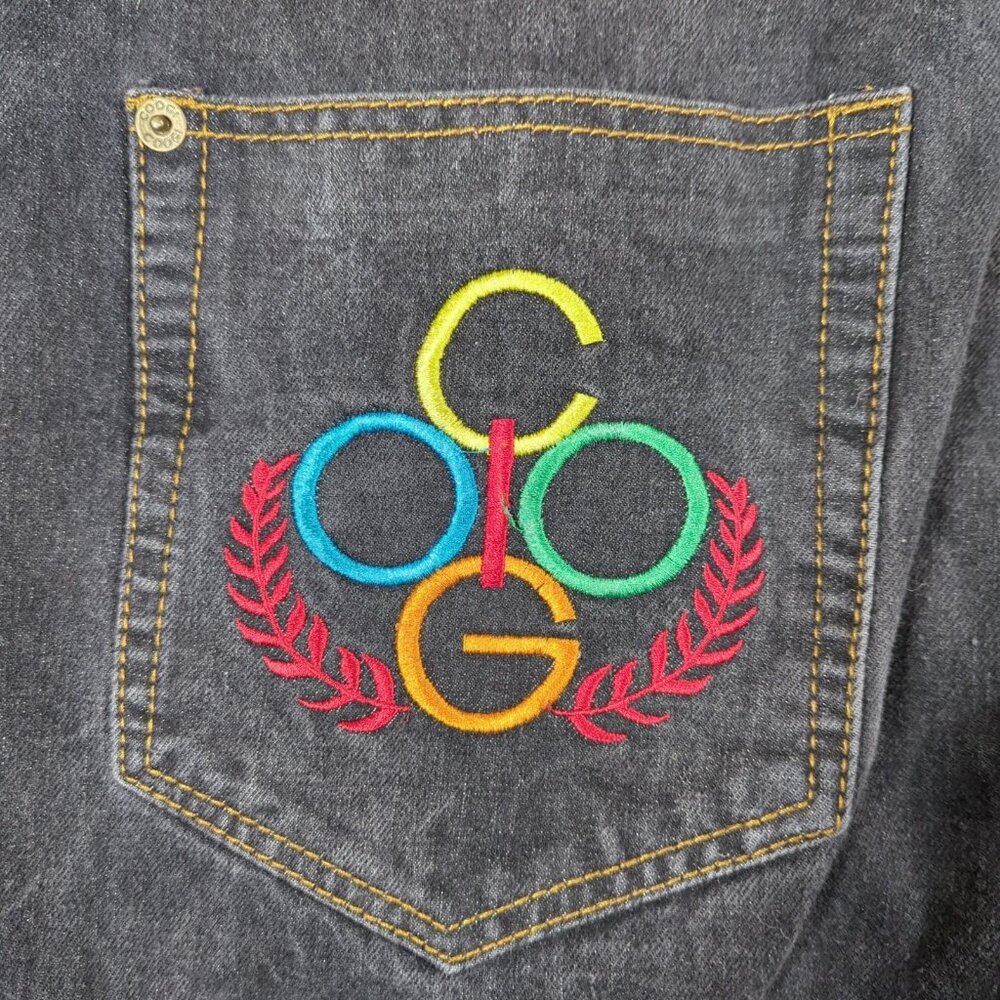 Coogi Jeans Mens 42x34 (Actual 40x32) Black Embroidered Baggy Hip Hop Y2K - Picture 4 of 11